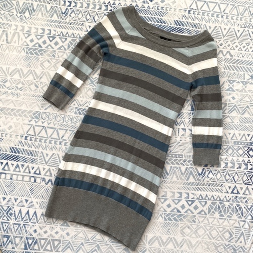 Simons Blue Striped Tunic Sweater